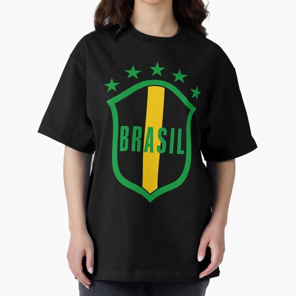 BRASIL LOGO 002 Oversized T-Shirt Feel the Roar of FIFA World Cup 2026 USA Canada Mexico Spirit, Capturing Netherlands, CR7, Championship Spirit, Famous Goals, Roaring Crowds and International Football Unity; Made for Collectors Who Enjoy Iconic