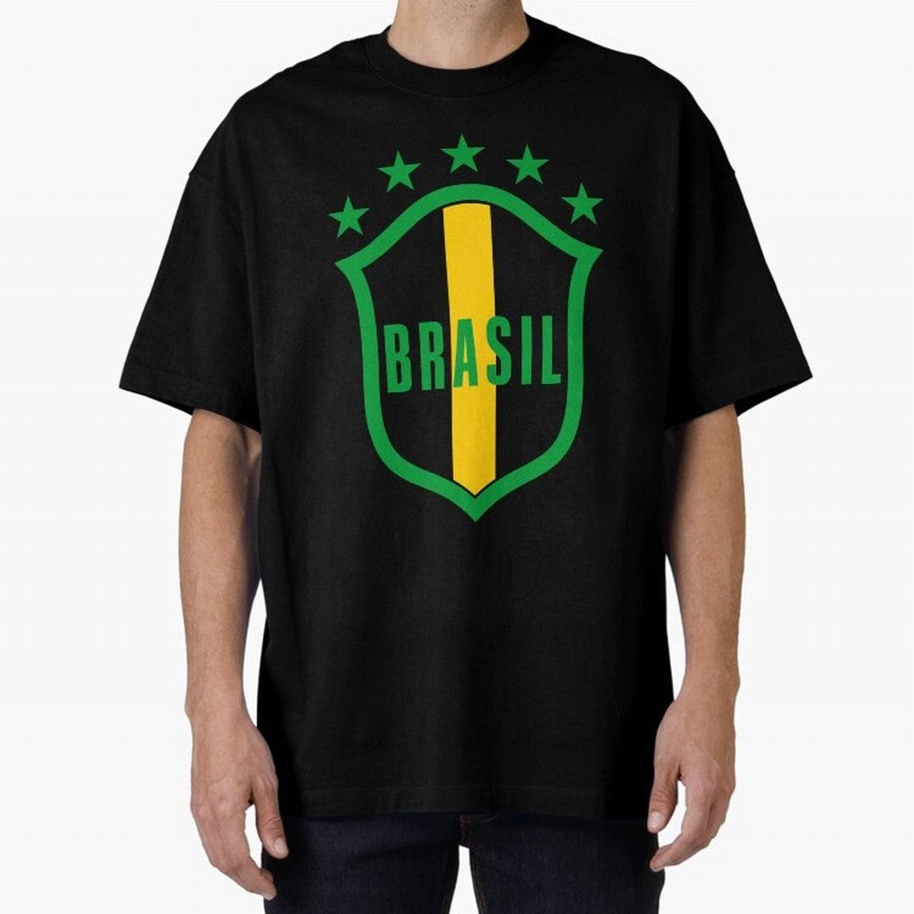 BRASIL LOGO 002 Oversized T-Shirt Feel the Roar of FIFA World Cup 2026 USA Canada Mexico Spirit, Capturing Netherlands, CR7, Championship Spirit, Famous Goals, Roaring Crowds and International Football Unity; Made for Collectors Who Enjoy Iconic