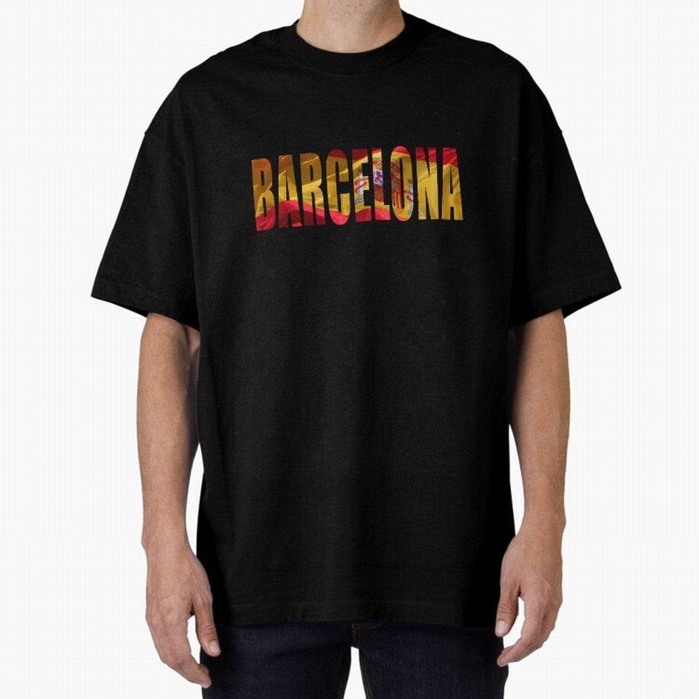 Barcelona city 2 Oversized T-Shirt Follow Every Goal of FIFA World Cup 2026 USA Canada Mexico for Fans of CR7 and England, France and Netherlands, Bringing Championship Spirit, Famous Goals, Roaring Crowds and International Football Unity; Ideal