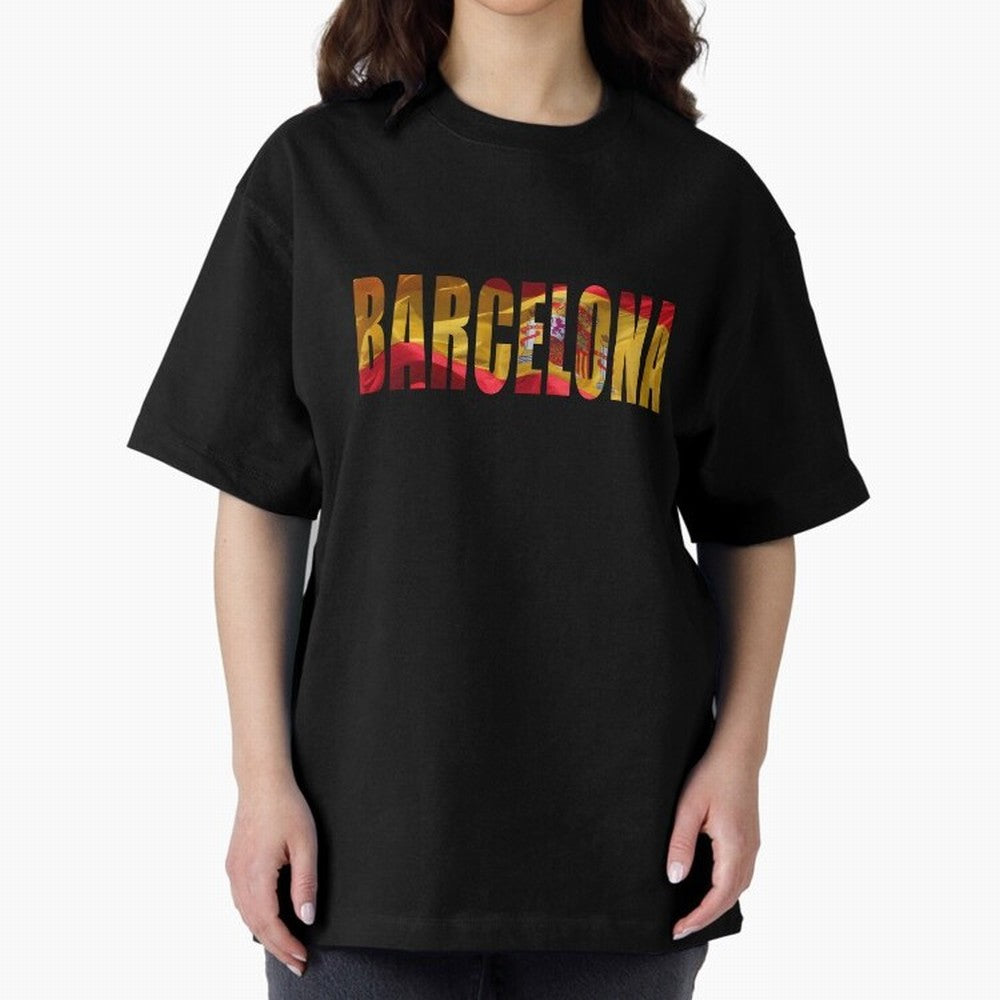 Barcelona city 2 Oversized T-Shirt Follow Every Goal of FIFA World Cup 2026 USA Canada Mexico for Fans of CR7 and England, France and Netherlands, Bringing Championship Spirit, Famous Goals, Roaring Crowds and International Football Unity; Ideal
