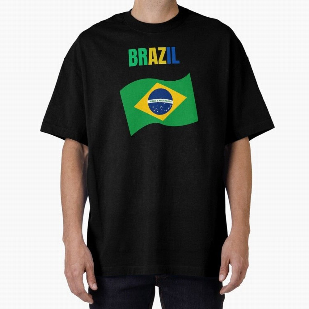 I love Brazil Oversized T-Shirt Mark FIFA World Cup 2026 Spirit, Celebrating England, France and Netherlands, Messi, CR7 and Mbappe, Goal Celebration Energy, Supporter Heritage, Football Icons and Worldwide Tournament Joy; Perfect for Supporters