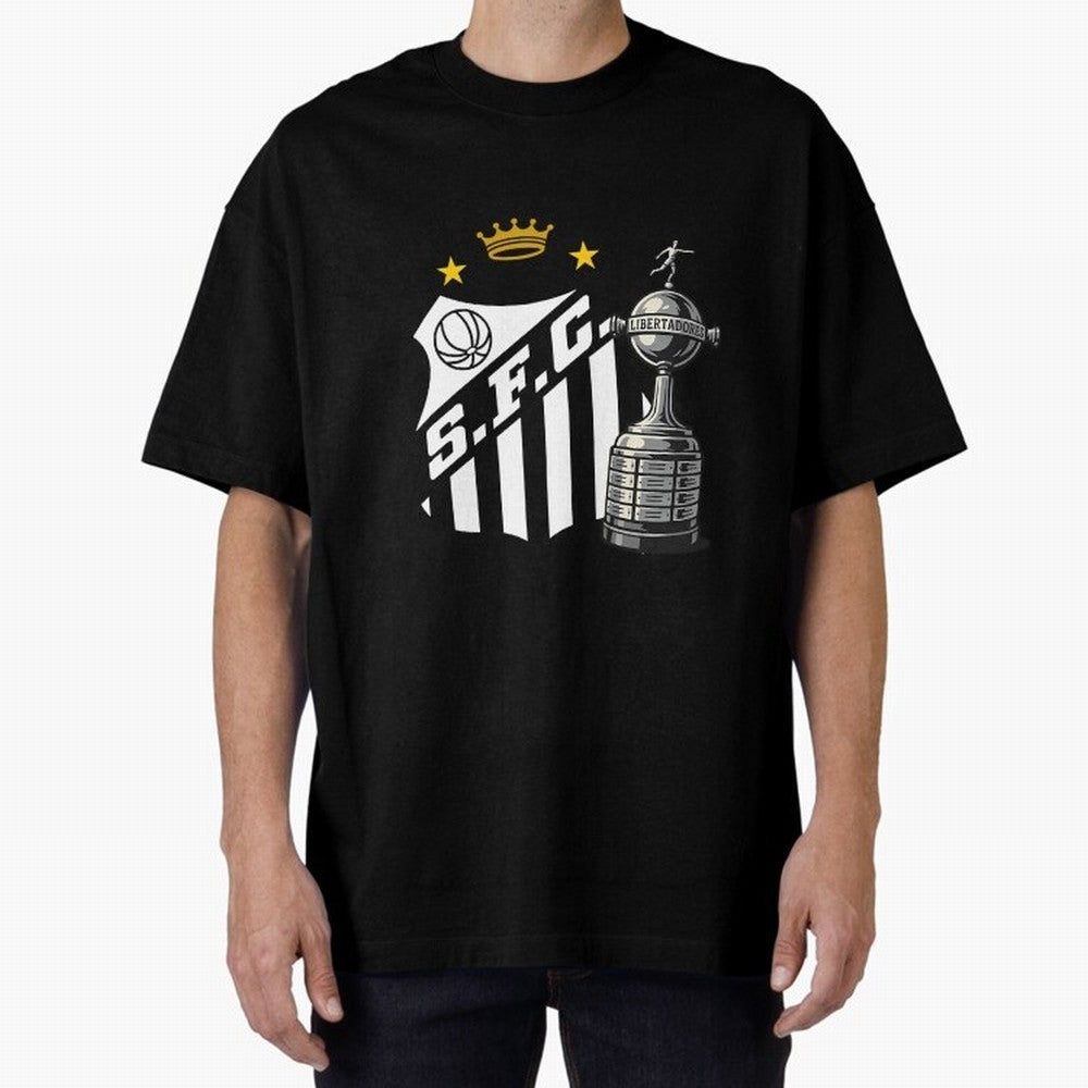 Santos Of Brazil With The Libertadores Cup Oversized T-Shirt Fuel Your Fan Pride for FIFA World Cup 2026 USA Canada Mexico Spirit, Driven by England and Germany, Messi, CR7 and Mbappe, Football History, Final Match Energy, Crowd Noise and Once in a