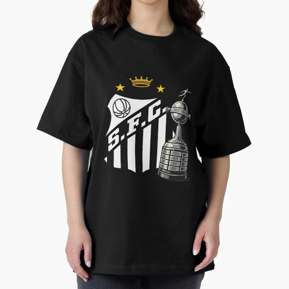 Santos Of Brazil With The Libertadores Cup Oversized T-Shirt Fuel Your Fan Pride for FIFA World Cup 2026 USA Canada Mexico Spirit, Driven by England and Germany, Messi, CR7 and Mbappe, Football History, Final Match Energy, Crowd Noise and Once in a