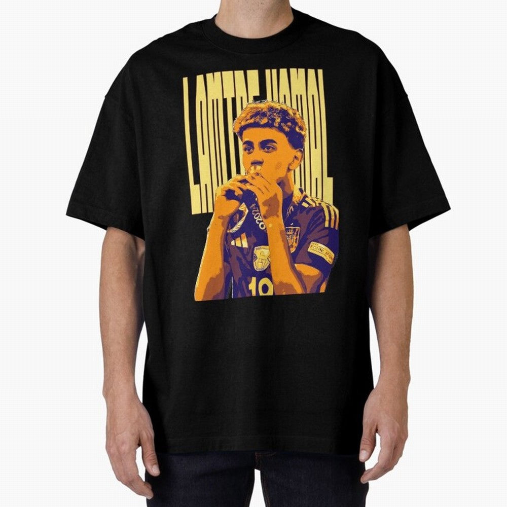 Lamine yamal pop art Oversized T-Shirt Support FIFA World Cup 2026 USA Canada Mexico Spirit, Inspired by Portugal, Neymar, Haaland and Cristiano Ronaldo, Sports Nostalgia, International Competition, Famous Players and Unforgettable Victories; Ideal