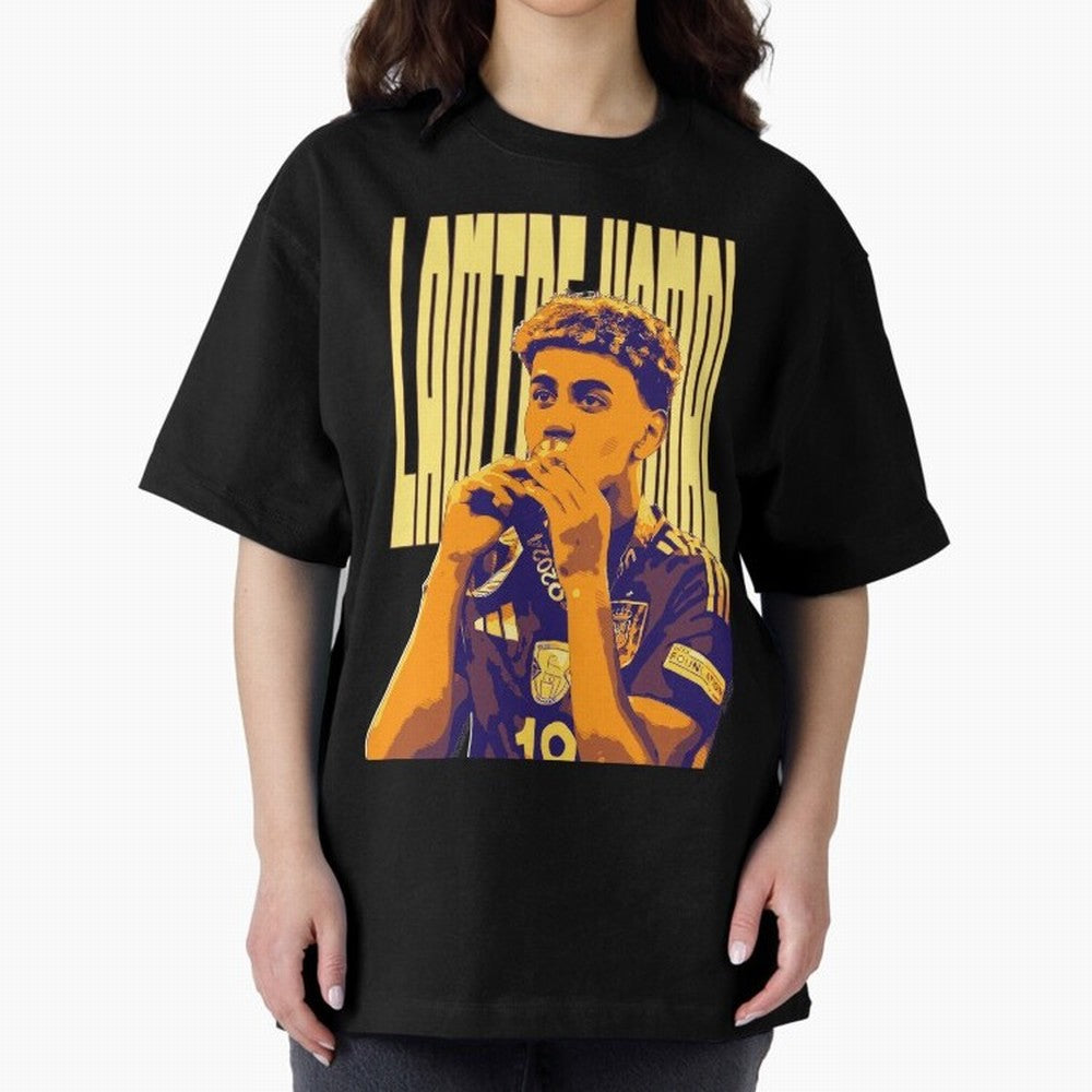 Lamine yamal pop art Oversized T-Shirt Support FIFA World Cup 2026 USA Canada Mexico Spirit, Inspired by Portugal, Neymar, Haaland and Cristiano Ronaldo, Sports Nostalgia, International Competition, Famous Players and Unforgettable Victories; Ideal