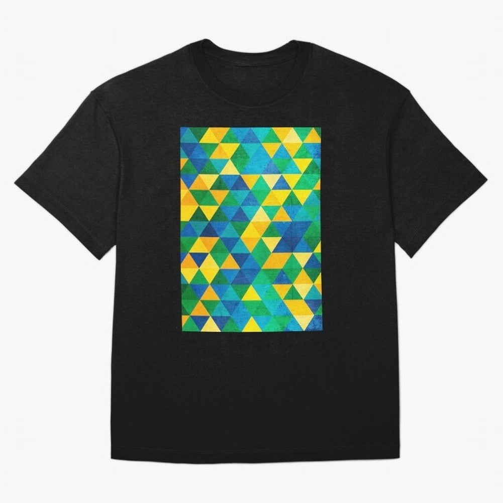 Geometric Brazil colors Classic T-Shirt Discover Match Day Hype around FIFA World Cup 2026, Messi, Portugal, Spain and Germany, Worldwide Fan Energy, Dramatic Goals, Stadium Lights and Championship Celebrations; Ideal for Fans Who Follow Messi,
