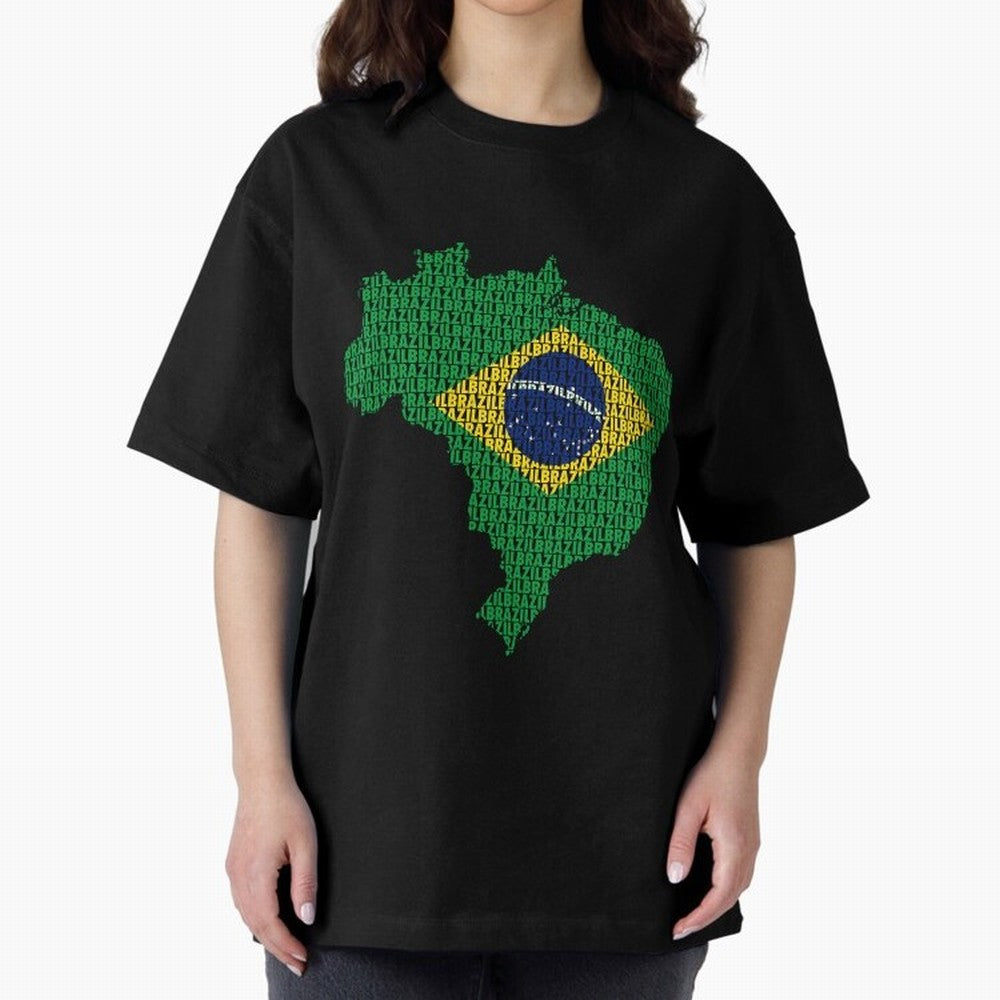 Map of Brazil (Brazil) Oversized T-Shirt Celebrate Classic Football Spirit in Global Football Passion for FIFA World Cup 2026, Made for Neymar, Argentina, France and Brazil, Champion Mindset, Group Stage Buzz, Knockout Tension and Passionate Fan