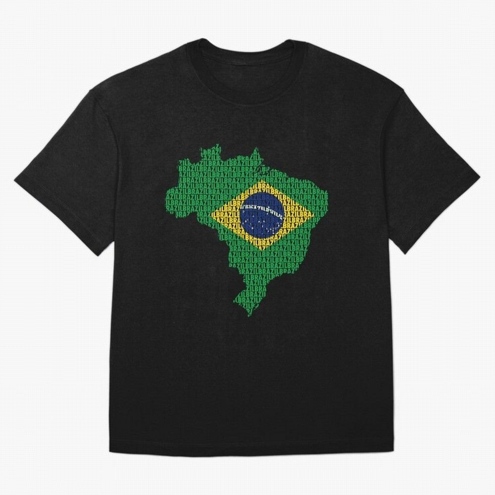 Map of Brazil (Brazil) Oversized T-Shirt Celebrate Classic Football Spirit in Global Football Passion for FIFA World Cup 2026, Made for Neymar, Argentina, France and Brazil, Champion Mindset, Group Stage Buzz, Knockout Tension and Passionate Fan