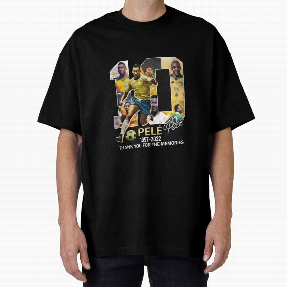 Signed Pele Shirt Oversized T-Shirt Make Your Look Match Match Day Hype around FIFA World Cup 2026 USA Canada Mexico, Haaland, Spain and Netherlands, Supporter Pride, Iconic Celebrations, Legendary Names and Global Match Day Energy; Perfect for