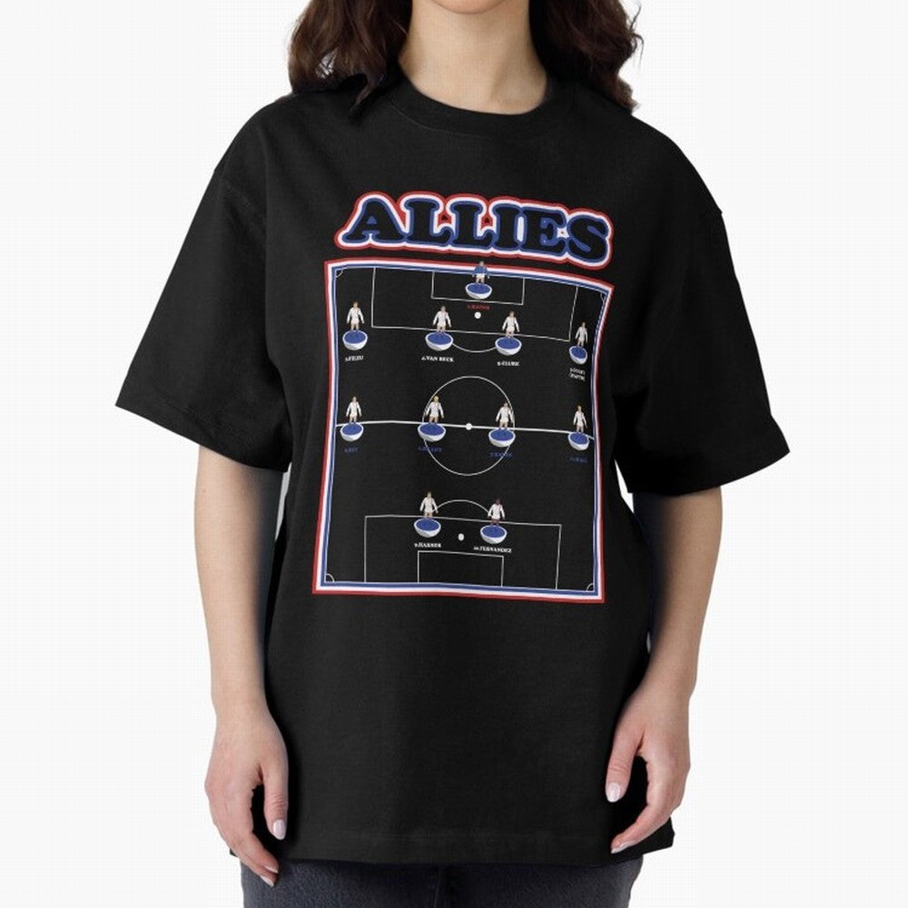 The Allies Team Line Up Oversized T-Shirt Build FIFA World Cup 2026 USA Canada Mexico for Fans of Neymar, Haaland and Cristiano Ronaldo and Portugal, Spain and Germany, Bringing Championship Spirit, Famous Goals, Roaring Crowds and International