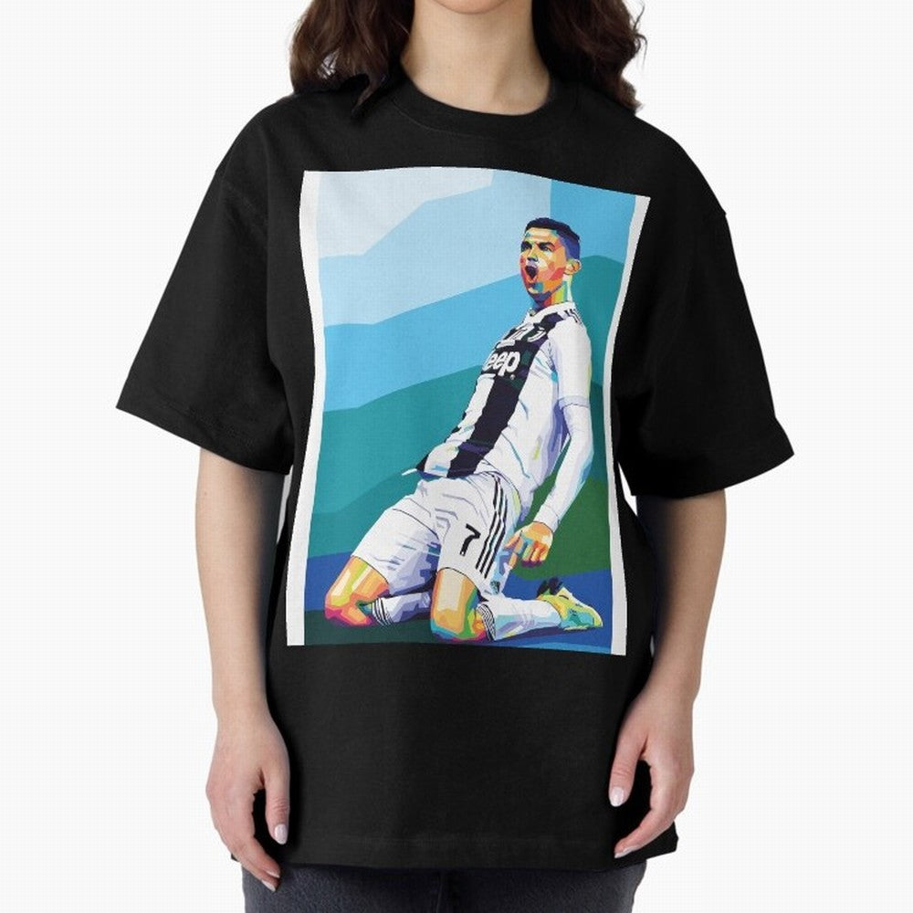 Cristiano Ronaldo Celebration Pop Art Graphic T-Shirt Create the FIFA World Cup 2026 Group Stage Journey through CR7 and Messi Highlights, France Pride, Champion Mindset, Group Stage Buzz, Knockout Tension and Passionate Fan Culture; Perfect for