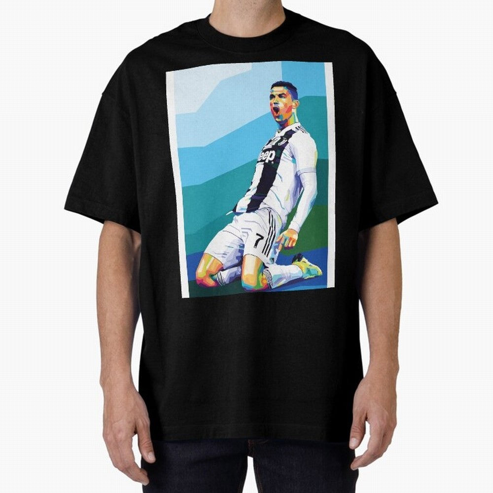 Cristiano Ronaldo Celebration Pop Art Graphic T-Shirt Create the FIFA World Cup 2026 Group Stage Journey through CR7 and Messi Highlights, France Pride, Champion Mindset, Group Stage Buzz, Knockout Tension and Passionate Fan Culture; Perfect for