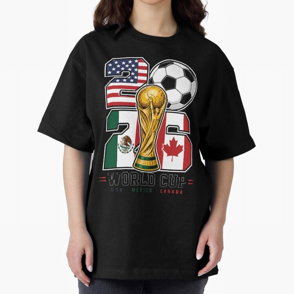 2026 Soccer World Cup Football Design Classic T-Shirt Follow FIFA World Cup 2026 USA Canada Mexico Connected to Messi, Spain Energy, Vintage Soccer Flavor, Modern Football Stars, National Flags and Final Night Emotion; Created for Match Day