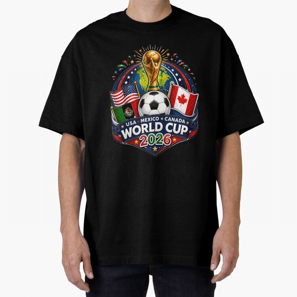 World Cup 2026 Sticker ¨C USA Mexico Canada Football Trophy Design Classic T-Shirt Celebrate Global Passion for FIFA World Cup 2026 USA Canada Mexico for Fans of Haaland and Mbappe and Germany, Bringing Champion Mindset, Group Stage Buzz, Knockout