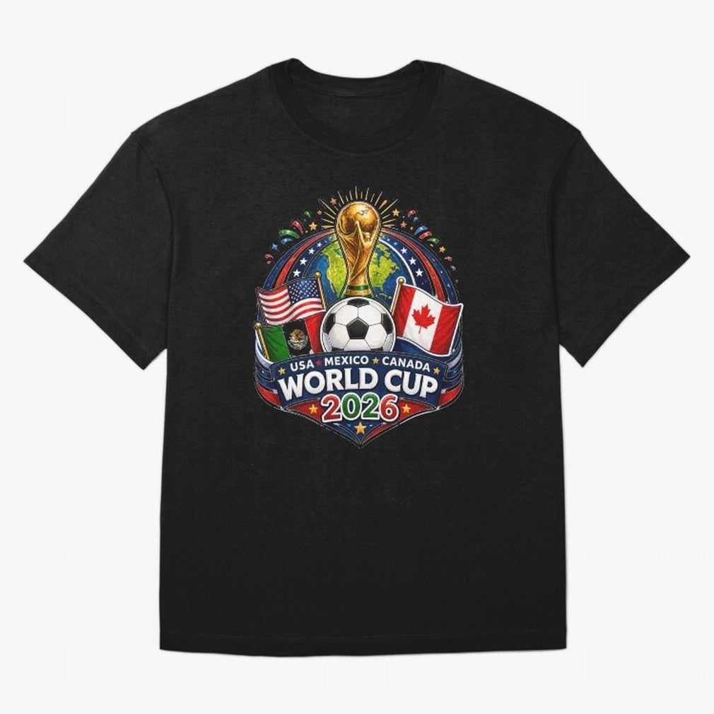 World Cup 2026 Sticker ¨C USA Mexico Canada Football Trophy Design Classic T-Shirt Celebrate Global Passion for FIFA World Cup 2026 USA Canada Mexico for Fans of Haaland and Mbappe and Germany, Bringing Champion Mindset, Group Stage Buzz, Knockout