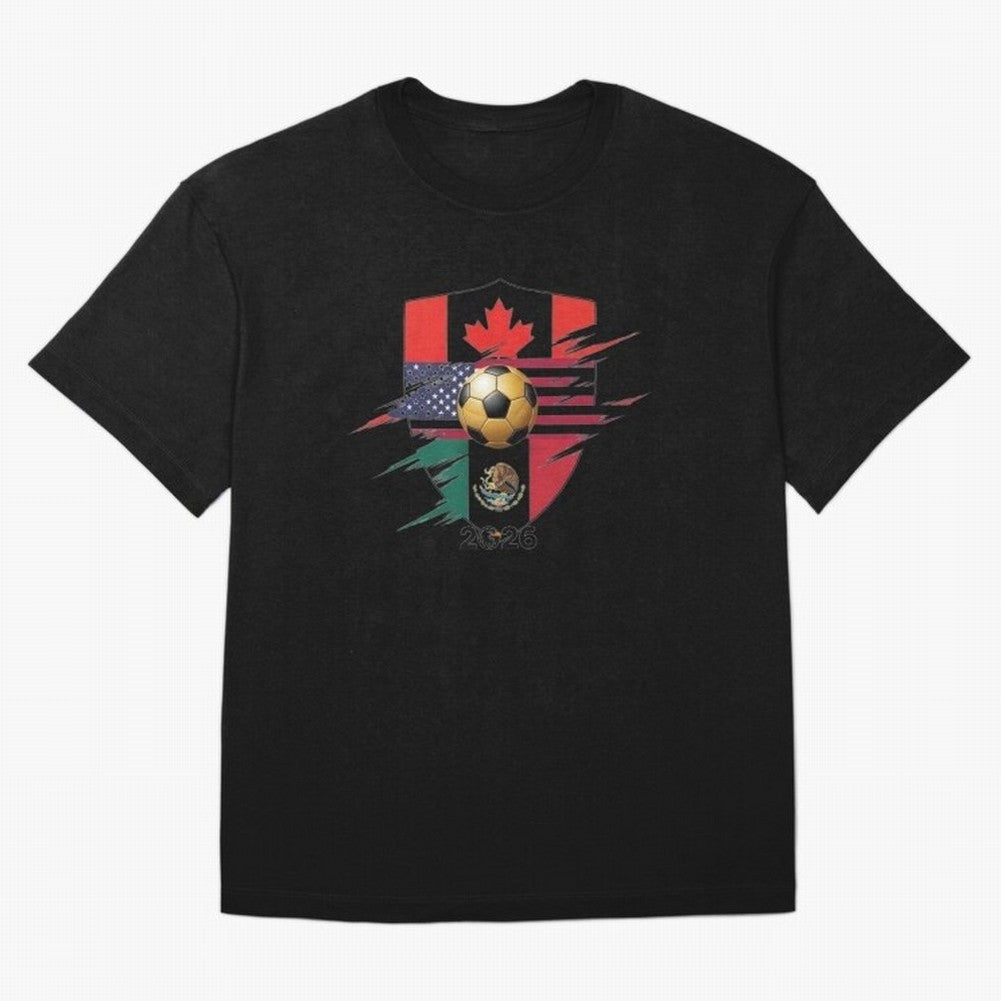 Golden Soccer Ball 2026 Host Nations Emblem Classic T-Shirt Celebrate the Next Chapter of FIFA World Cup 2026 for Fans of CR7 and Messi and Argentina, France and Brazil, Bringing Champion Mindset, Group Stage Buzz, Knockout Tension and Passionate