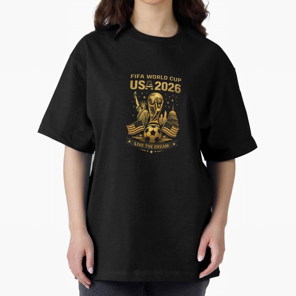 Fifa World Cup USA 2026 Gold Soccer Football Classic T-Shirt Support Your Favorite Stars during FIFA World Cup 2026 Highlighting Cristiano Ronaldo, England, France and Netherlands Energy, Football Passion, Legendary Performances, Festival Vibes and