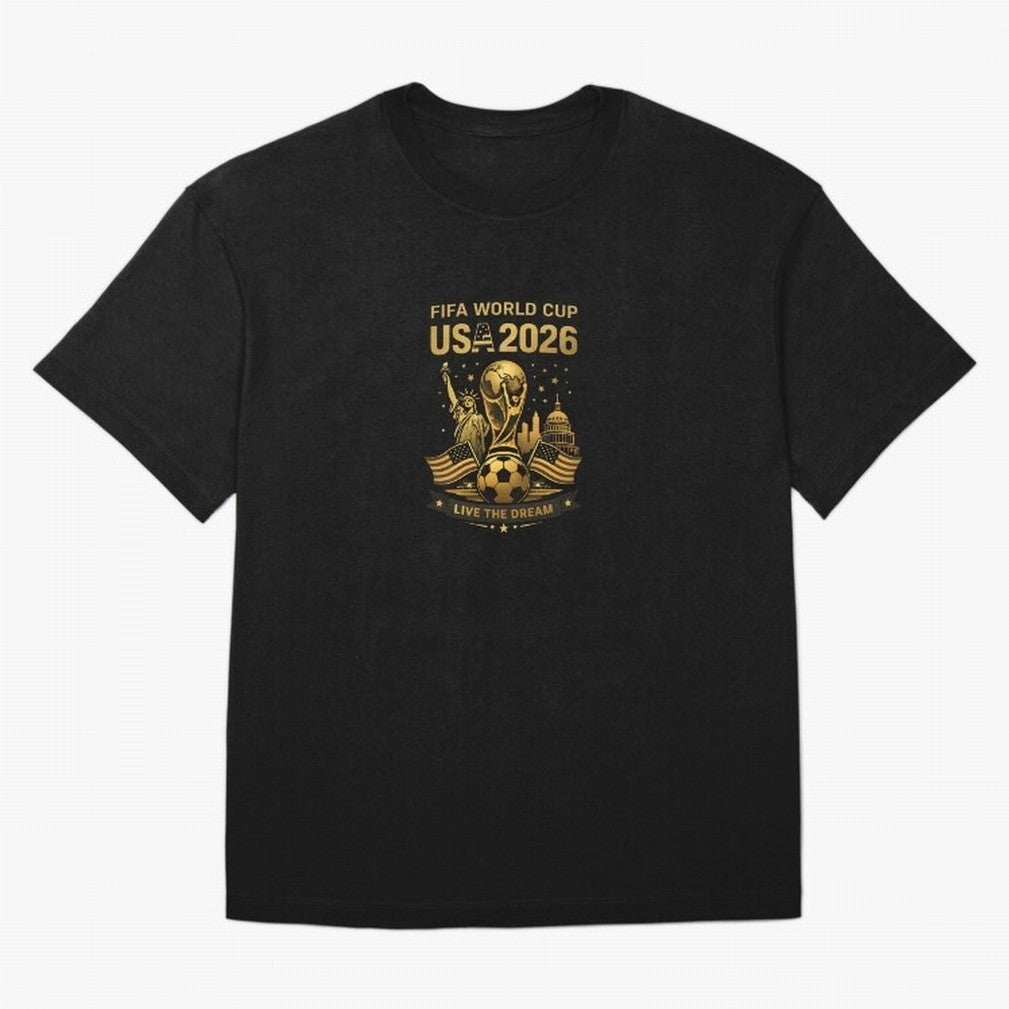Fifa World Cup USA 2026 Gold Soccer Football Classic T-Shirt Support Your Favorite Stars during FIFA World Cup 2026 Highlighting Cristiano Ronaldo, England, France and Netherlands Energy, Football Passion, Legendary Performances, Festival Vibes and