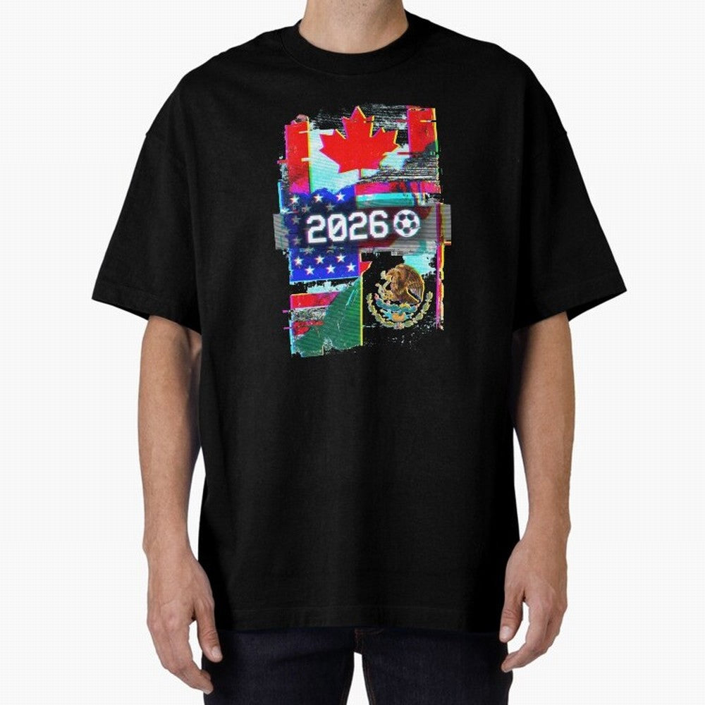 Glitched United 2026 - North America Tournament Emblem Classic T-Shirt Bring a Vintage Feel to FIFA World Cup 2026 Group Stage Spirit, Filled with Argentina and Brazil, CR7, Championship Spirit, Famous Goals, Roaring Crowds and International
