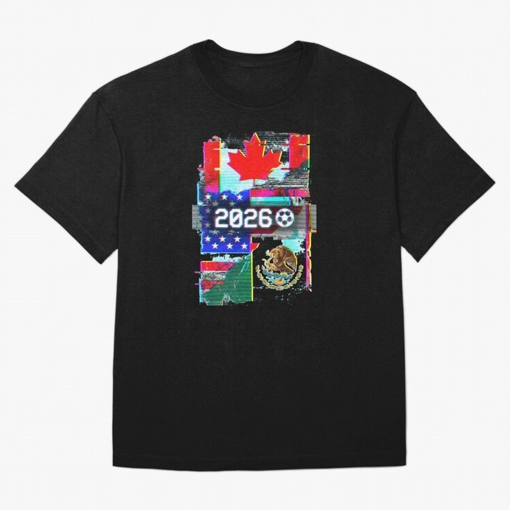 Glitched United 2026 - North America Tournament Emblem Classic T-Shirt Bring a Vintage Feel to FIFA World Cup 2026 Group Stage Spirit, Filled with Argentina and Brazil, CR7, Championship Spirit, Famous Goals, Roaring Crowds and International
