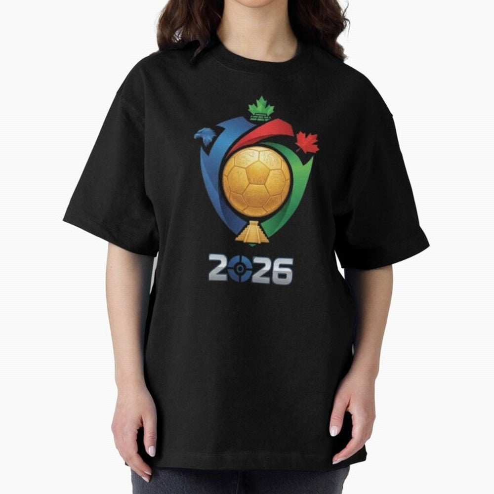 Golden Soccer Ball 2026 Host Nations Emblem Classic T-Shirt Bring FIFA World Cup 2026 Group Stage Filled with Cristiano Ronaldo, Haaland and CR7, Brazil, Portugal and Argentina Energy, Stadium Memories, Football Loyalty, International Chants and