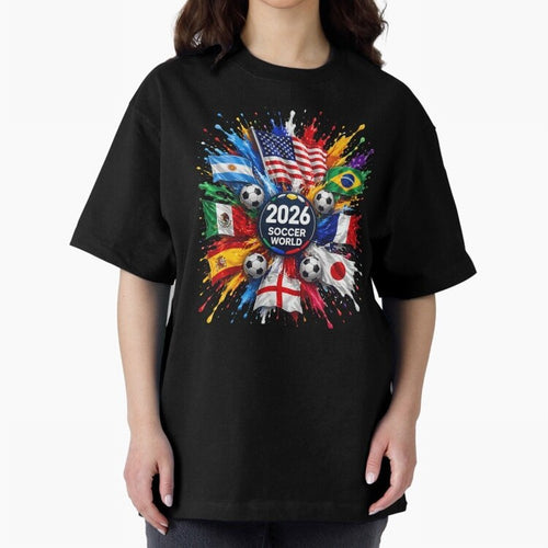 2026 Soccer World Championship Global Flags Paint Splash Sports Fan Graphic Classic T-Shirt Live for the Drama of FIFA World Cup 2026 USA Canada Mexico for Fans of Cristiano Ronaldo and Argentina and Brazil, Bringing Football Festival Excitement,
