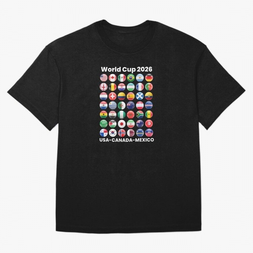 Soccer World Cup 2026 all Country Ball Football Fan Game Day Youth Sports Apparel For Men Women Kids Clothing Classic T-Shirt Back Your Heroes with FIFA World Cup 2026 Spirit, Featuring Brazil, Portugal and Argentina, Mbappe, Worldwide Fan Energy,