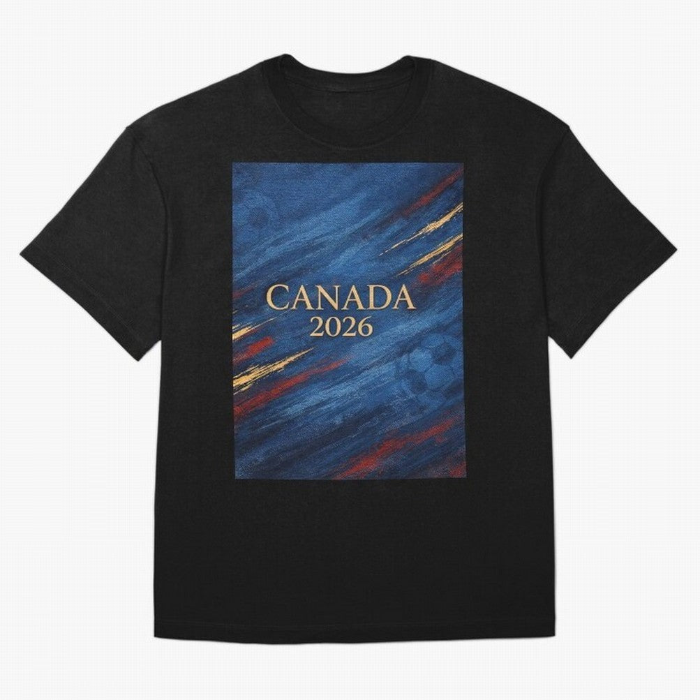 Elegant and Luxury Canada 2026 Soccer Theme Classic T-Shirt Celebrate the Biggest Stage of FIFA World Cup 2026 USA Canada Mexico for Fans of CR7 and Messi and England, Bringing Championship Spirit, Famous Goals, Roaring Crowds and International
