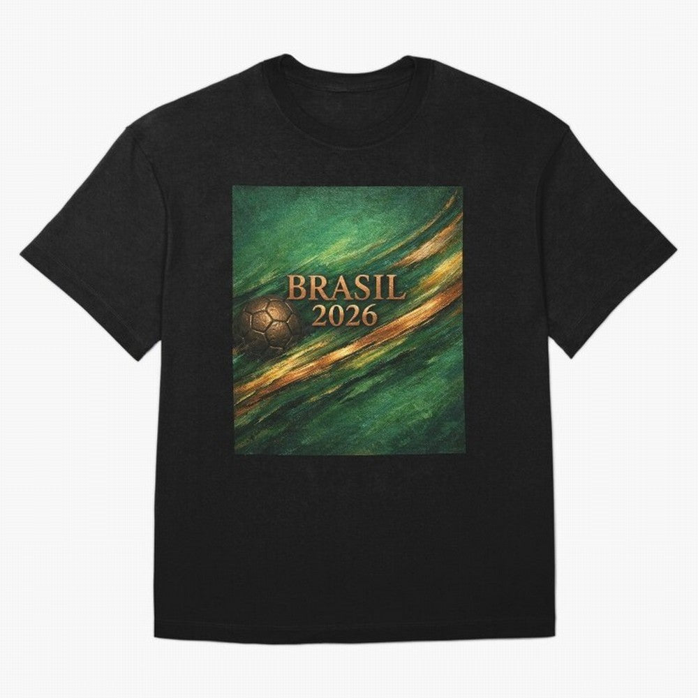 Brasil 2026 Soccer Theme Dark Green Classic T-Shirt Feel the Trophy Chase of Global Football Passion for FIFA World Cup 2026 USA Canada Mexico, Driven by Messi, Neymar and Mbappe, France and Portugal, Goal Celebration Energy, Supporter Heritage,