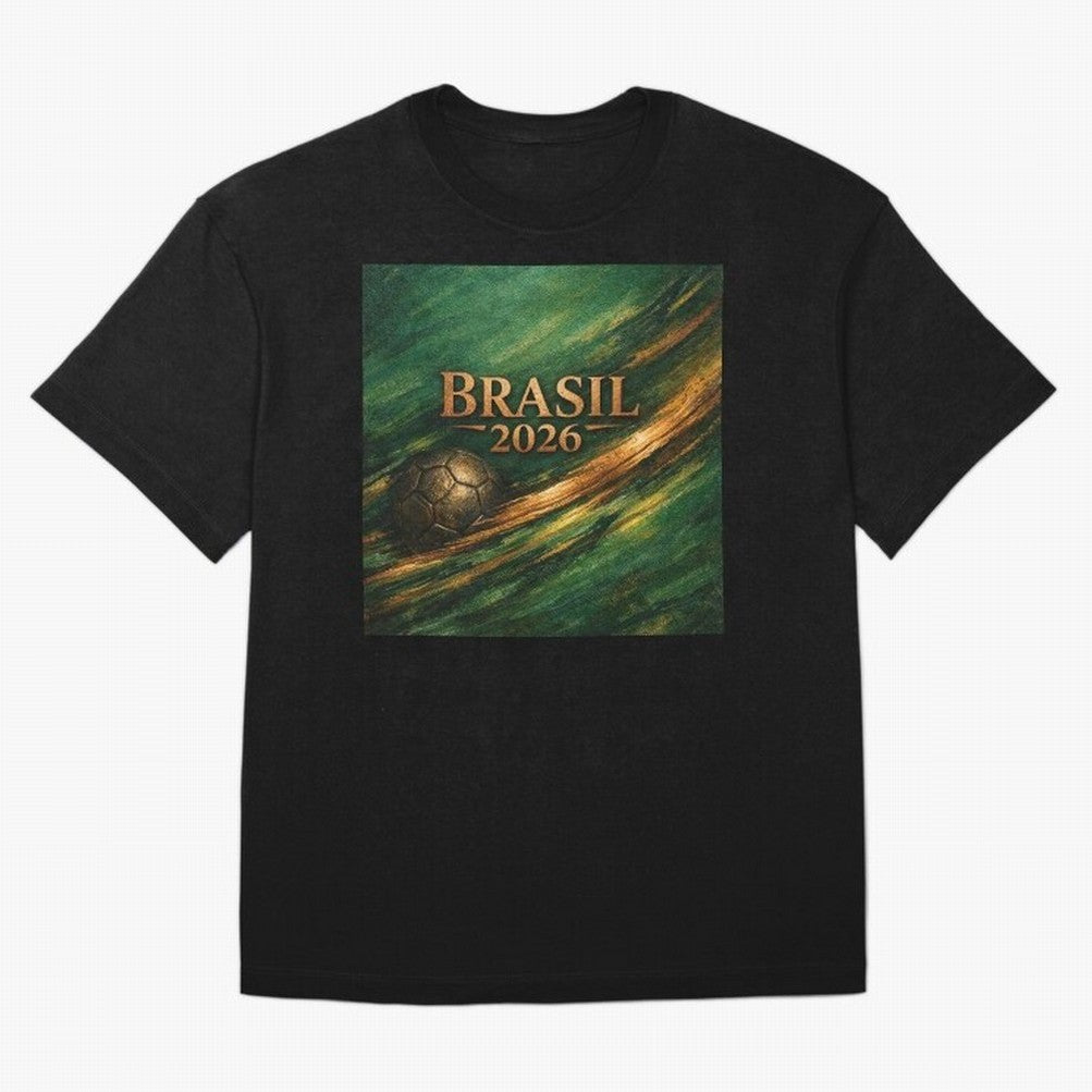Brasil 2026 Soccer Theme Gold - Elegance Classic T-Shirt Enjoy the Biggest Football Party of Global Football Passion for FIFA World Cup 2026, Featuring Mbappe and Neymar, Spain and Netherlands, Stadium Chants, National Pride, Trophy Dreams and