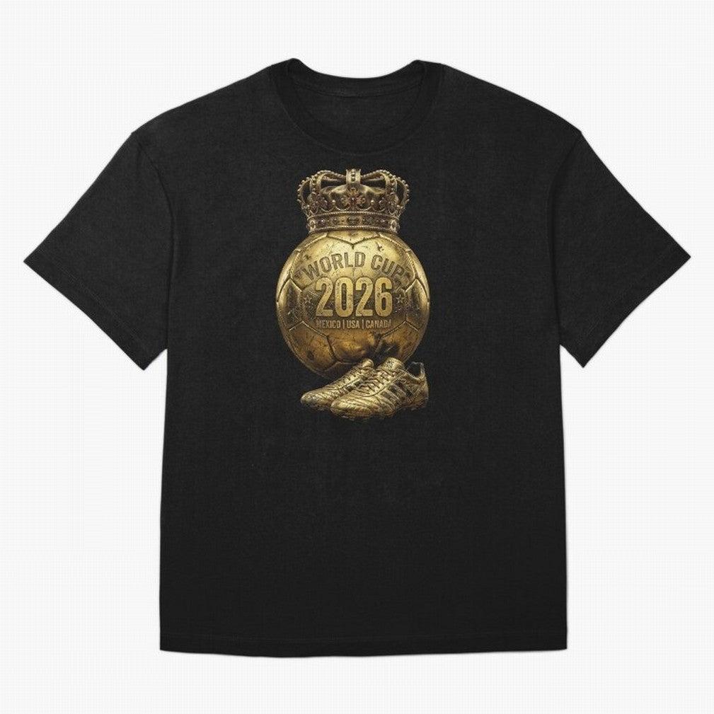 World Cup 2026 Golden Soccer Ball Crown- Mexico USA Canada Classic T-Shirt Celebrate Football Heritage in FIFA World Cup 2026 Spirit, Capturing Brazil, CR7, Football Festival Excitement, Trophy Ambitions, Country Rivalries and Star Player Buzz;