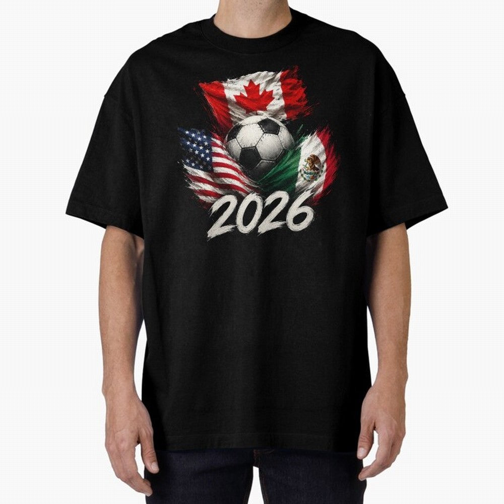 Soccer 2026 USA Canada Mexico ¨C World Football Flags Design Classic T-Shirt Keep Football History Alive during Global Football Passion for FIFA World Cup 2026, Celebrating Mbappe, Brazil, Portugal and Argentina, Supporter Pride, Iconic