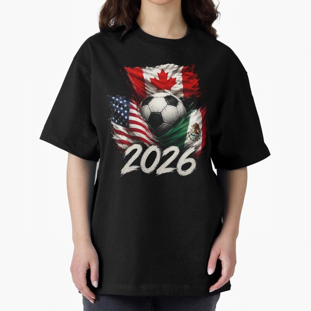 Soccer 2026 USA Canada Mexico ¨C World Football Flags Design Classic T-Shirt Keep Football History Alive during Global Football Passion for FIFA World Cup 2026, Celebrating Mbappe, Brazil, Portugal and Argentina, Supporter Pride, Iconic