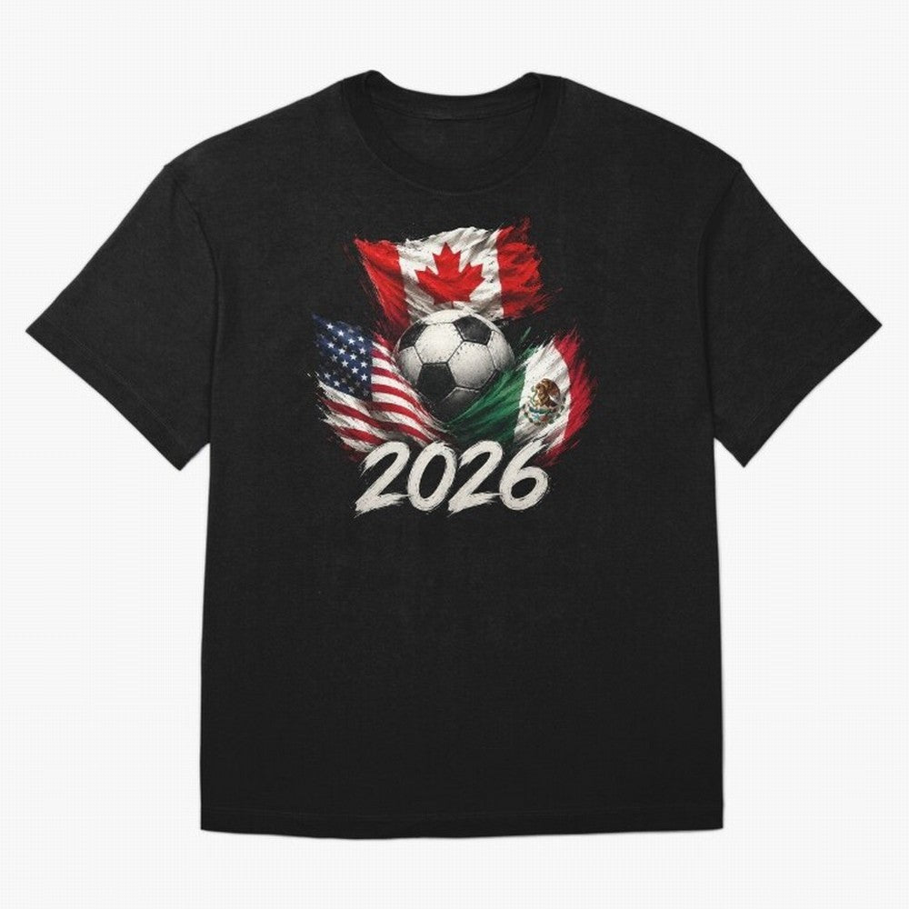 Soccer 2026 USA Canada Mexico ¨C World Football Flags Design Classic T-Shirt Keep Football History Alive during Global Football Passion for FIFA World Cup 2026, Celebrating Mbappe, Brazil, Portugal and Argentina, Supporter Pride, Iconic