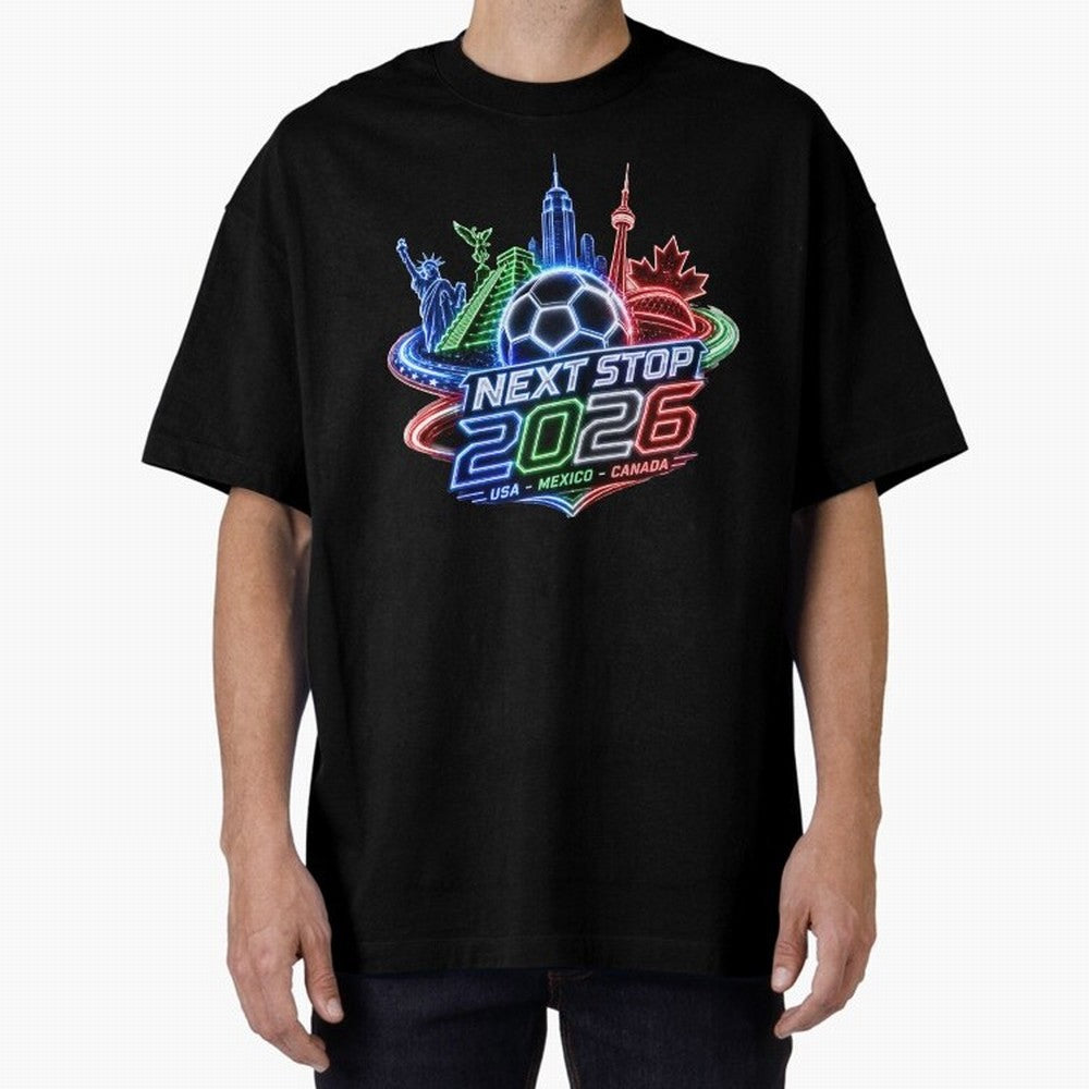 Next Stop 2026 USA Mexico Canada Neon Soccer Emblem Classic T-Shirt Wear the Spirit of Global Football Passion for FIFA World Cup 2026 Group Stage, Inspired by Haaland, Spain, Supporter Pride, Iconic Celebrations, Legendary Names and Global Match
