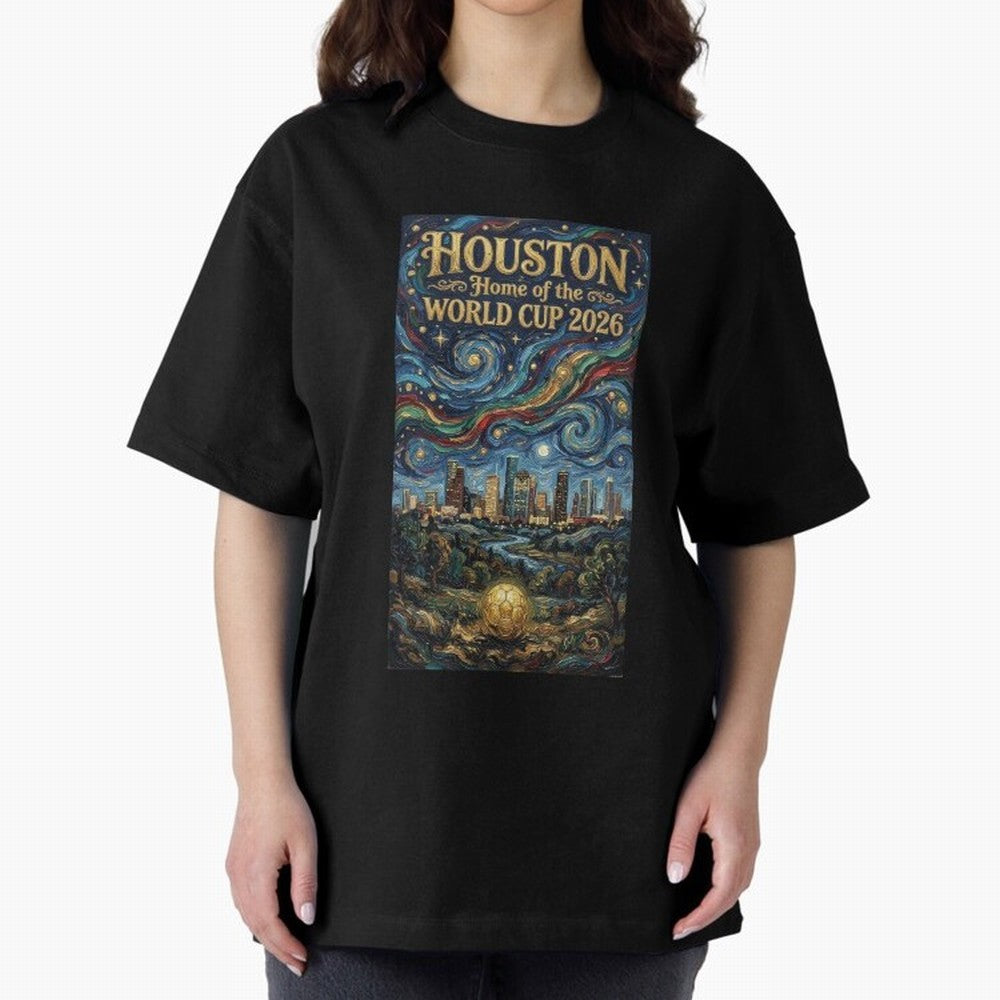 Houston Starry Night Skyline World Cup 2026 Soccer Poster ¡ª Van Gogh Fine Art Print Classic T-Shirt Celebrate National Team Dreams in FIFA World Cup 2026 Spirit, Built around France and Portugal, Haaland and Mbappe, Championship Spirit, Famous