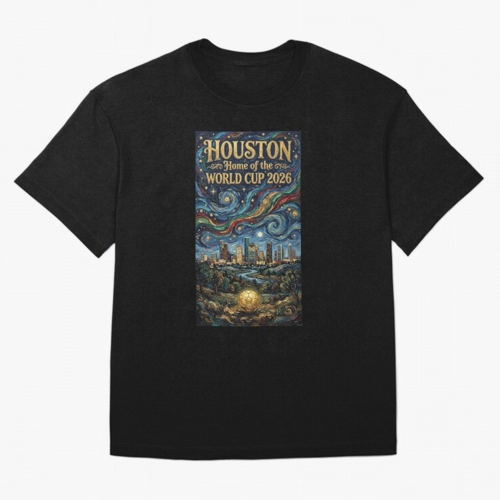 Houston Starry Night Skyline World Cup 2026 Soccer Poster ¡ª Van Gogh Fine Art Print Classic T-Shirt Celebrate National Team Dreams in FIFA World Cup 2026 Spirit, Built around France and Portugal, Haaland and Mbappe, Championship Spirit, Famous