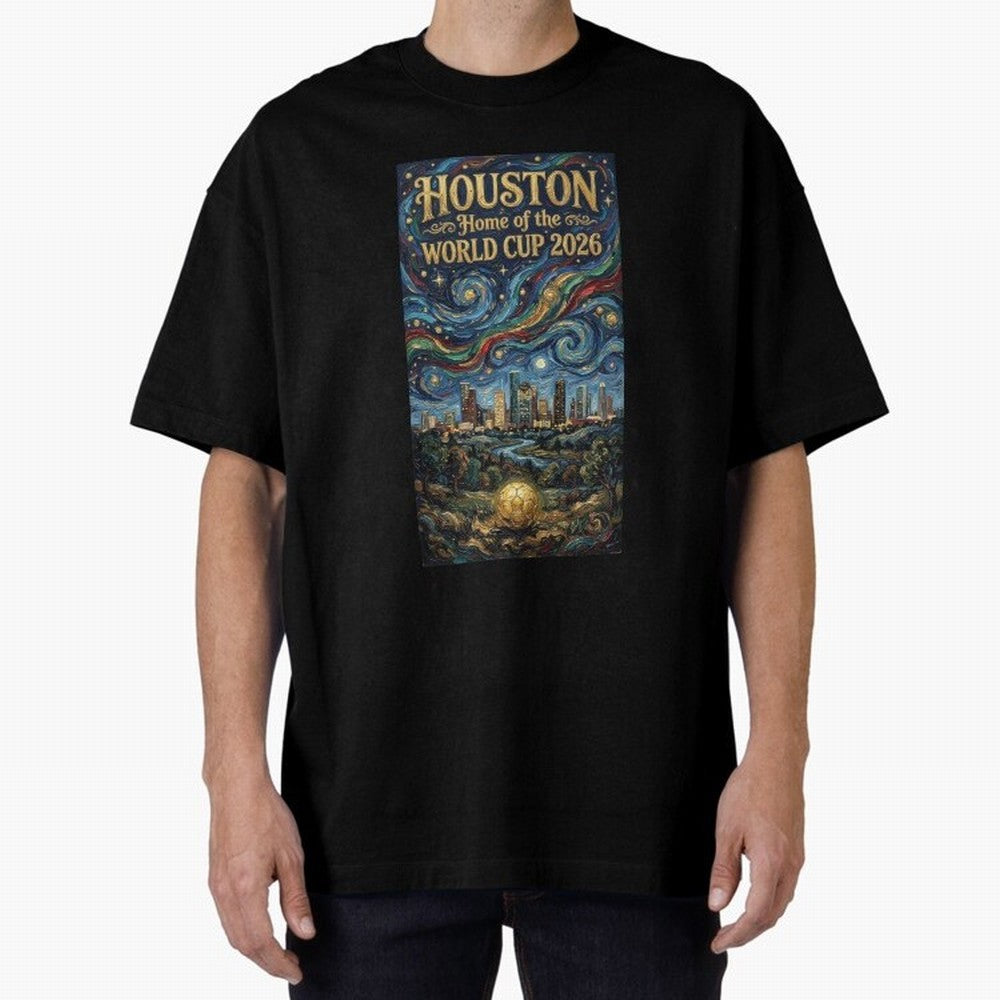Houston Starry Night Skyline World Cup 2026 Soccer Poster ¡ª Van Gogh Fine Art Print Classic T-Shirt Celebrate National Team Dreams in FIFA World Cup 2026 Spirit, Built around France and Portugal, Haaland and Mbappe, Championship Spirit, Famous