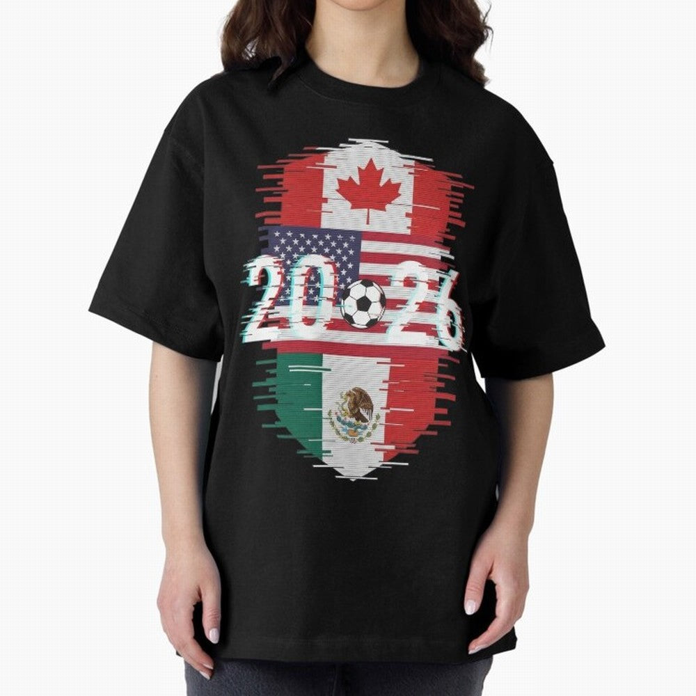 Glitched United 2026 - North America Emblem Classic T-Shirt Cheer through Every Moment of Match Day Hype around FIFA World Cup 2026, CR7 and Messi, England, France and Netherlands, Champion Mindset, Group Stage Buzz, Knockout Tension and Passionate