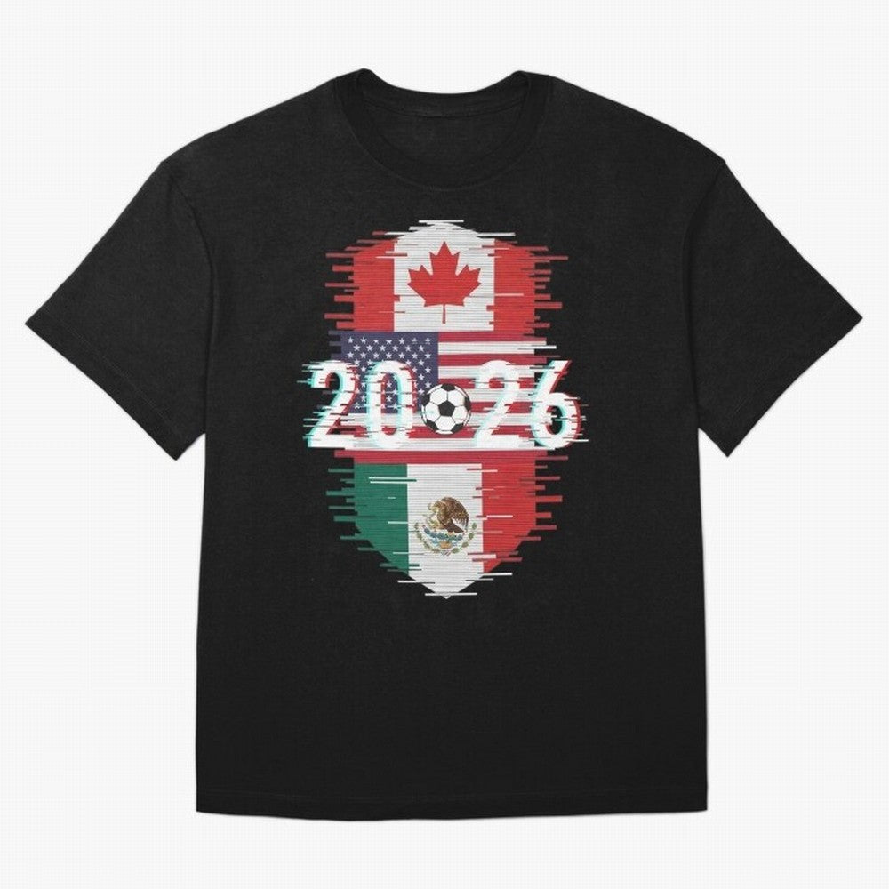 Glitched United 2026 - North America Emblem Classic T-Shirt Cheer through Every Moment of Match Day Hype around FIFA World Cup 2026, CR7 and Messi, England, France and Netherlands, Champion Mindset, Group Stage Buzz, Knockout Tension and Passionate
