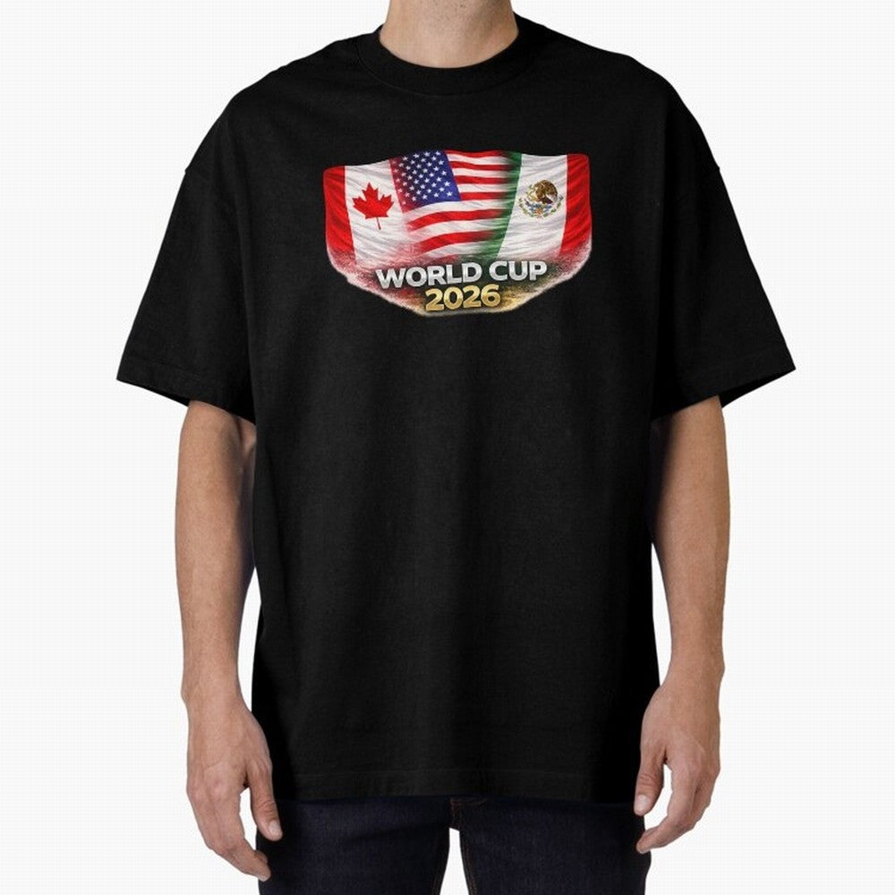 World Cup 2026 North America Flags Design ¨C USA Canada Mexico Soccer Fan Graphic Classic T-Shirt Embrace Match Day Hype around FIFA World Cup 2026, Messi, CR7 and Mbappe, Brazil, Portugal and Argentina, Football Festival Excitement, Trophy