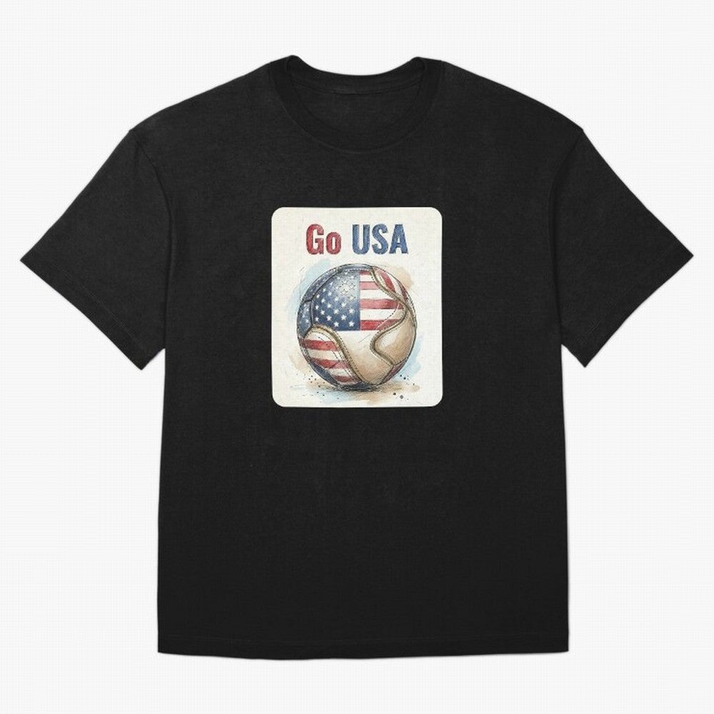 Go USA Soccer Ball Flag | American Football Fan Graphic Tee Classic T-Shirt Fuel Your Fan Pride for Global Football Passion for FIFA World Cup 2026 USA Canada Mexico, Filled with CR7 and Messi, France and Portugal, Sports Nostalgia, International