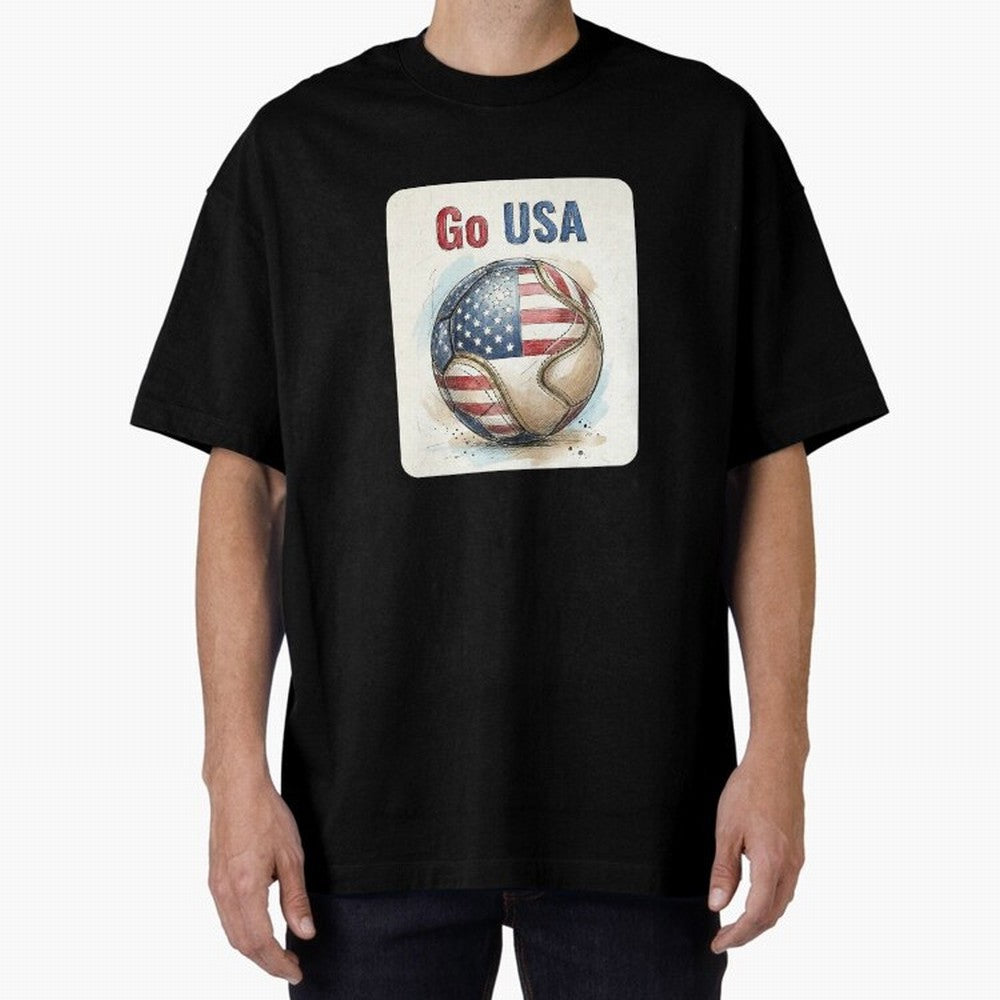 Go USA Soccer Ball Flag | American Football Fan Graphic Tee Classic T-Shirt Fuel Your Fan Pride for Global Football Passion for FIFA World Cup 2026 USA Canada Mexico, Filled with CR7 and Messi, France and Portugal, Sports Nostalgia, International