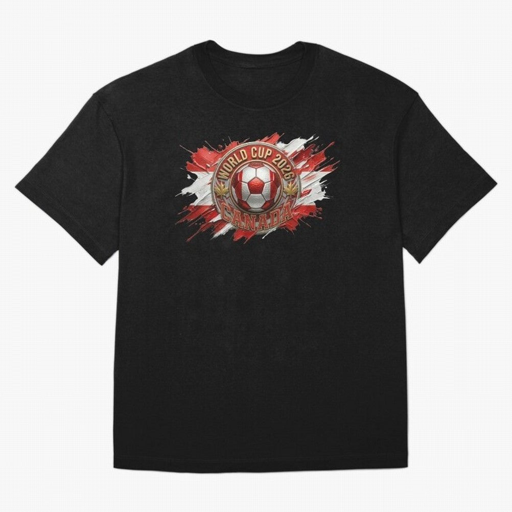 World Cup 2026 Canada Soccer Ball Paint Splash Classic T-Shirt Make Every Match About Global Football Passion for FIFA World Cup 2026 Group Stage, Highlighting Mbappe and Neymar, Argentina and Brazil, Goal Celebration Energy, Supporter Heritage,