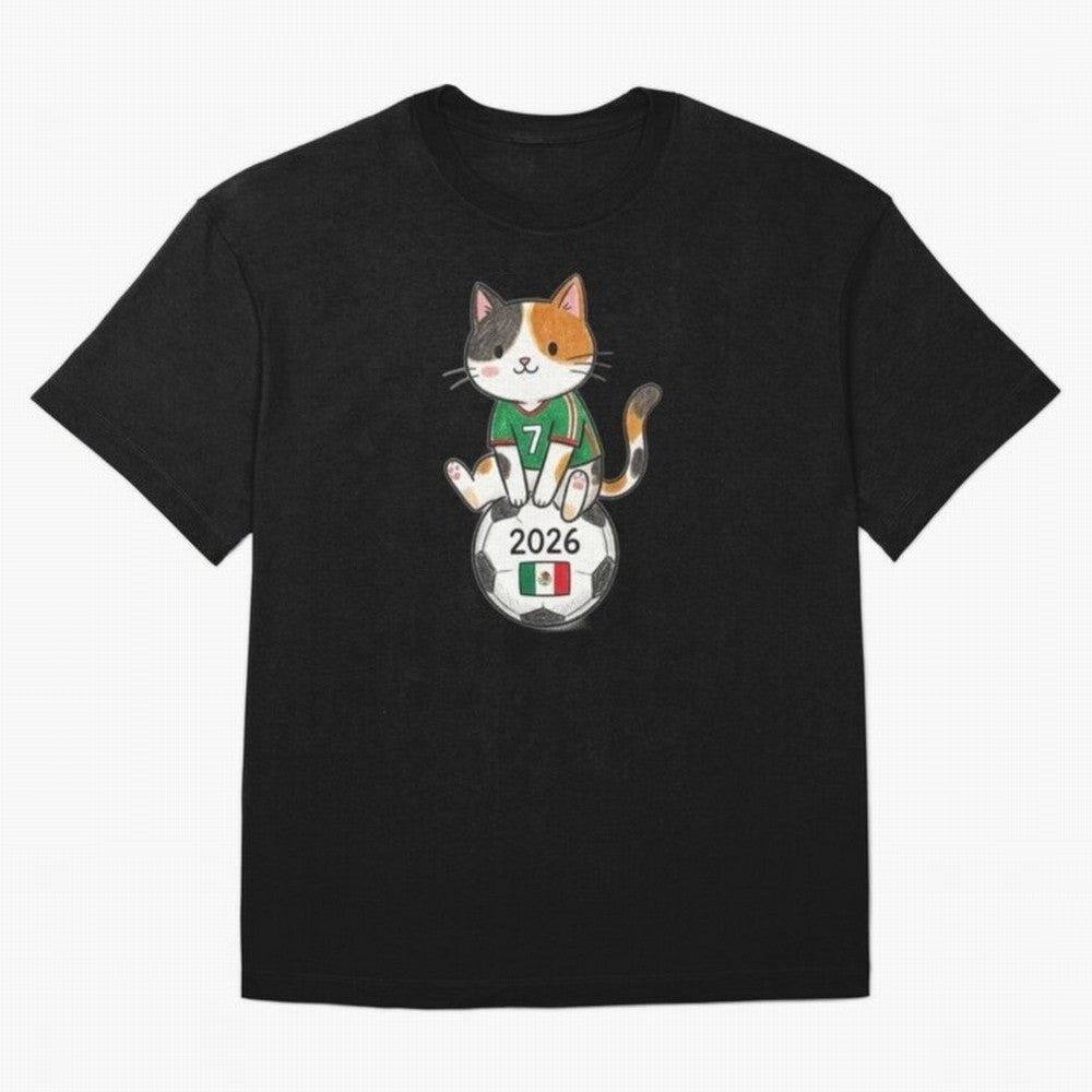 Mexico Soccer Cat #7 - 2026 World Cup Spirit Classic T-Shirt Bring Trophy Dreams to FIFA World Cup 2026 USA Canada Mexico Centered on Mbappe, Brazil, Portugal and Argentina Energy, Stadium Chants, National Pride, Trophy Dreams and Unforgettable