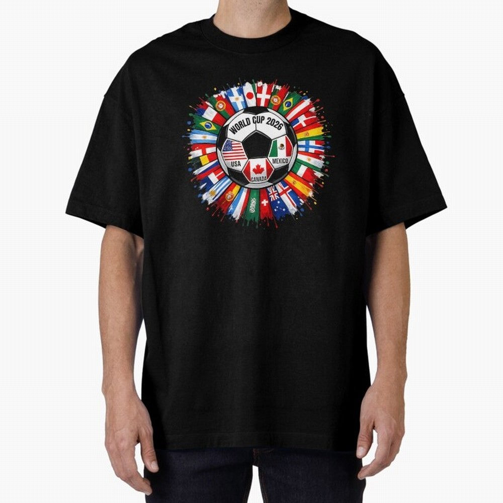 World Cup 2026 Shirt Soccer Tournament Fan Design International Flags Football Graphic Tee Sports Lover Gift Classic T-Shirt Bring Retro Soccer Energy to Global Football Passion for FIFA World Cup 2026, with Neymar, Haaland and Cristiano Ronaldo,