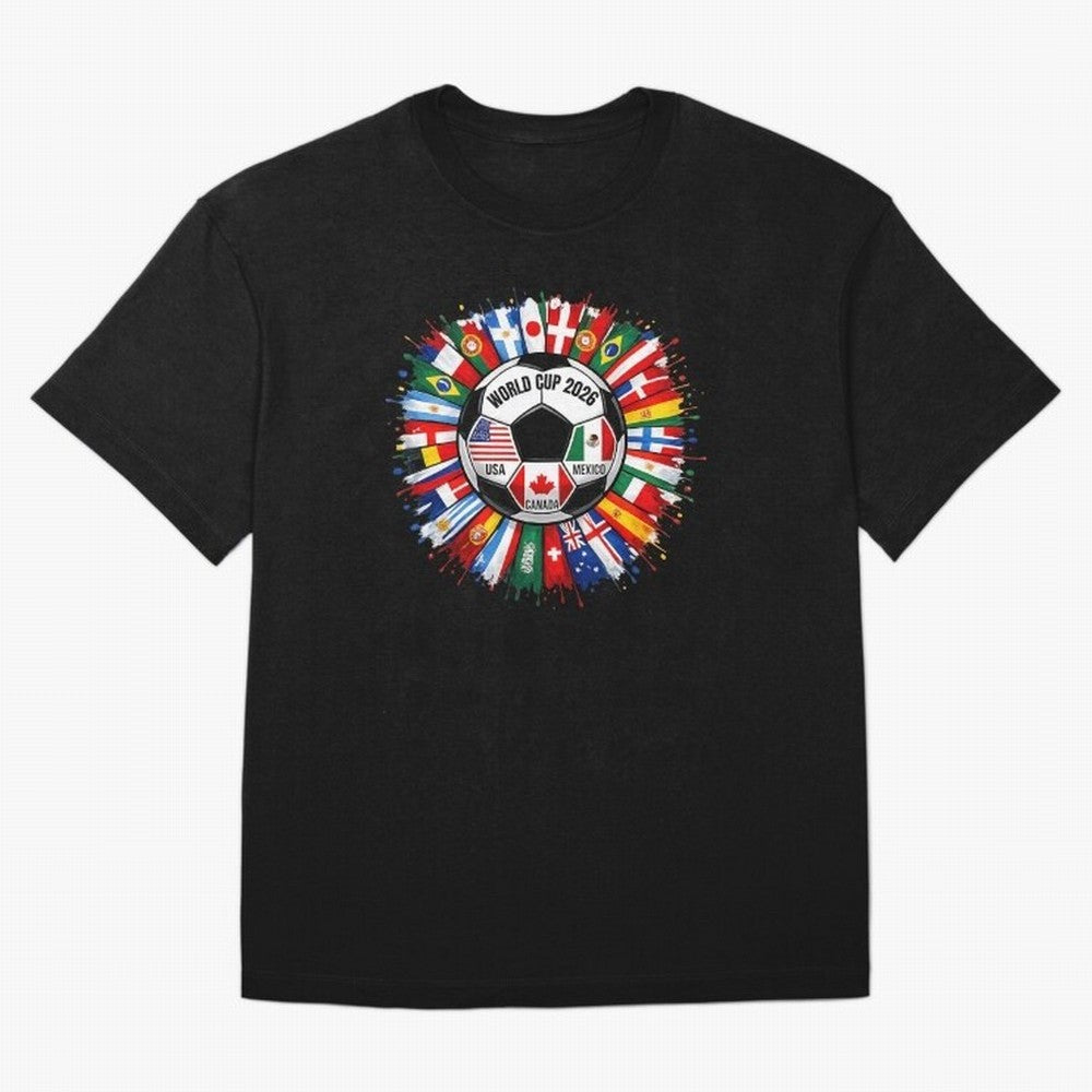 World Cup 2026 Shirt Soccer Tournament Fan Design International Flags Football Graphic Tee Sports Lover Gift Classic T-Shirt Bring Retro Soccer Energy to Global Football Passion for FIFA World Cup 2026, with Neymar, Haaland and Cristiano Ronaldo,