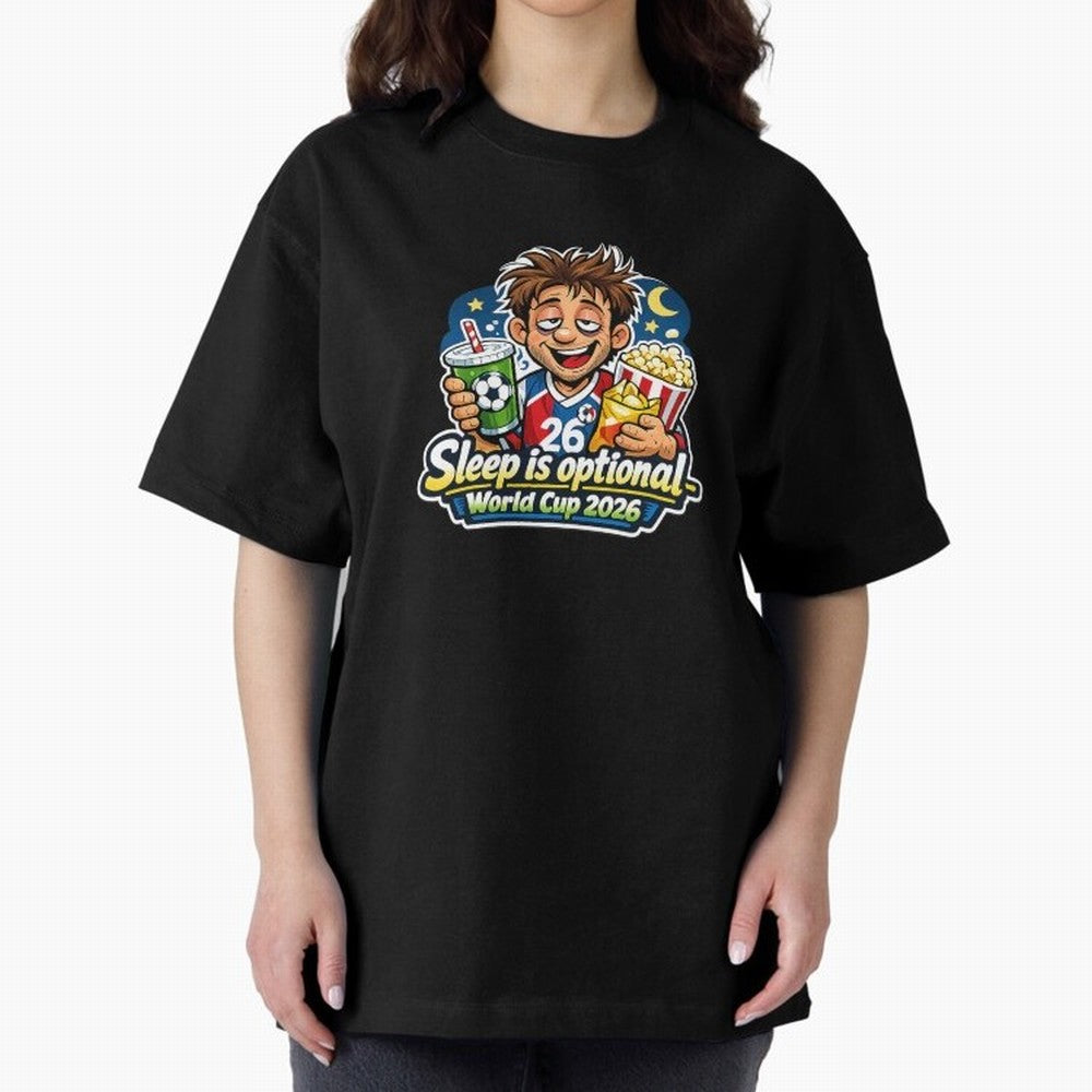 Sleep Is Optional ¨C World Cup 2026 Funny Soccer Fan Night Design Classic T-Shirt Make Your Look Match Global Football Passion for FIFA World Cup 2026, Centered on Messi and Cristiano Ronaldo, France and Portugal, Football Festival Excitement,