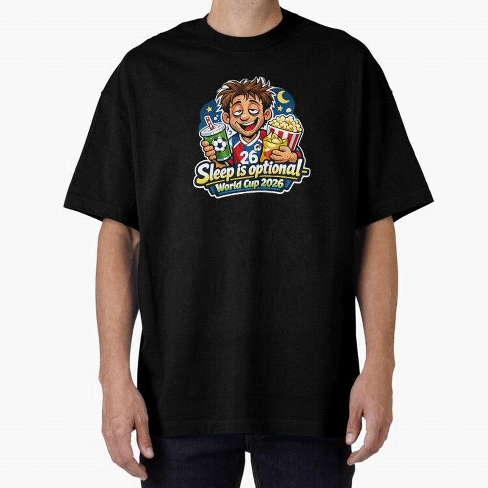 Sleep Is Optional ¨C World Cup 2026 Funny Soccer Fan Night Design Classic T-Shirt Make Your Look Match Global Football Passion for FIFA World Cup 2026, Centered on Messi and Cristiano Ronaldo, France and Portugal, Football Festival Excitement,