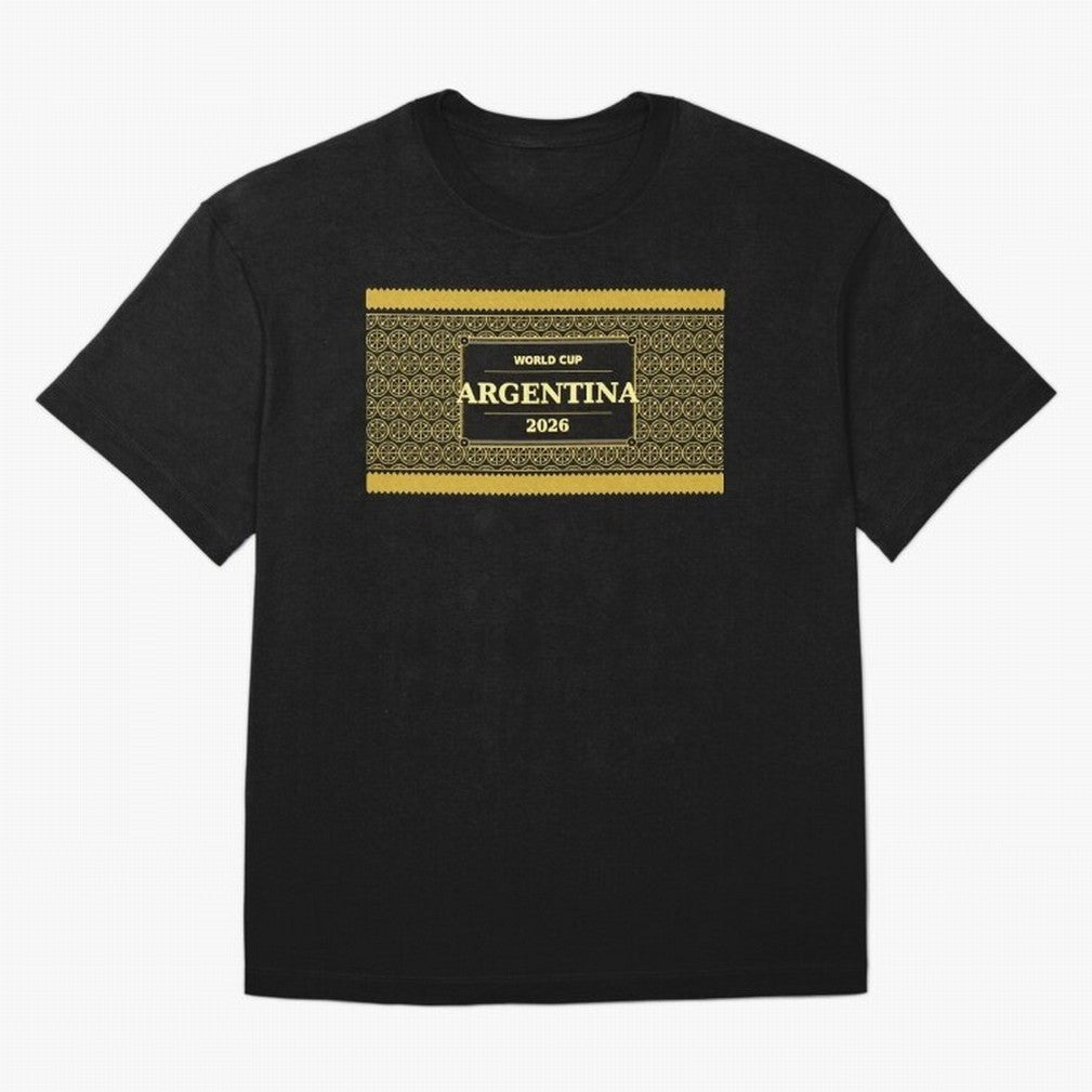 Argentina Football Fan 2026 Black Gold Luxury ¡ª Defending Champions Classic T-Shirt Represent the Passion of FIFA World Cup 2026 Group Stage Featuring Mbappe and Neymar, Portugal Energy, Retro Football Energy, Iconic Rivalries, Trophy Chase Drama